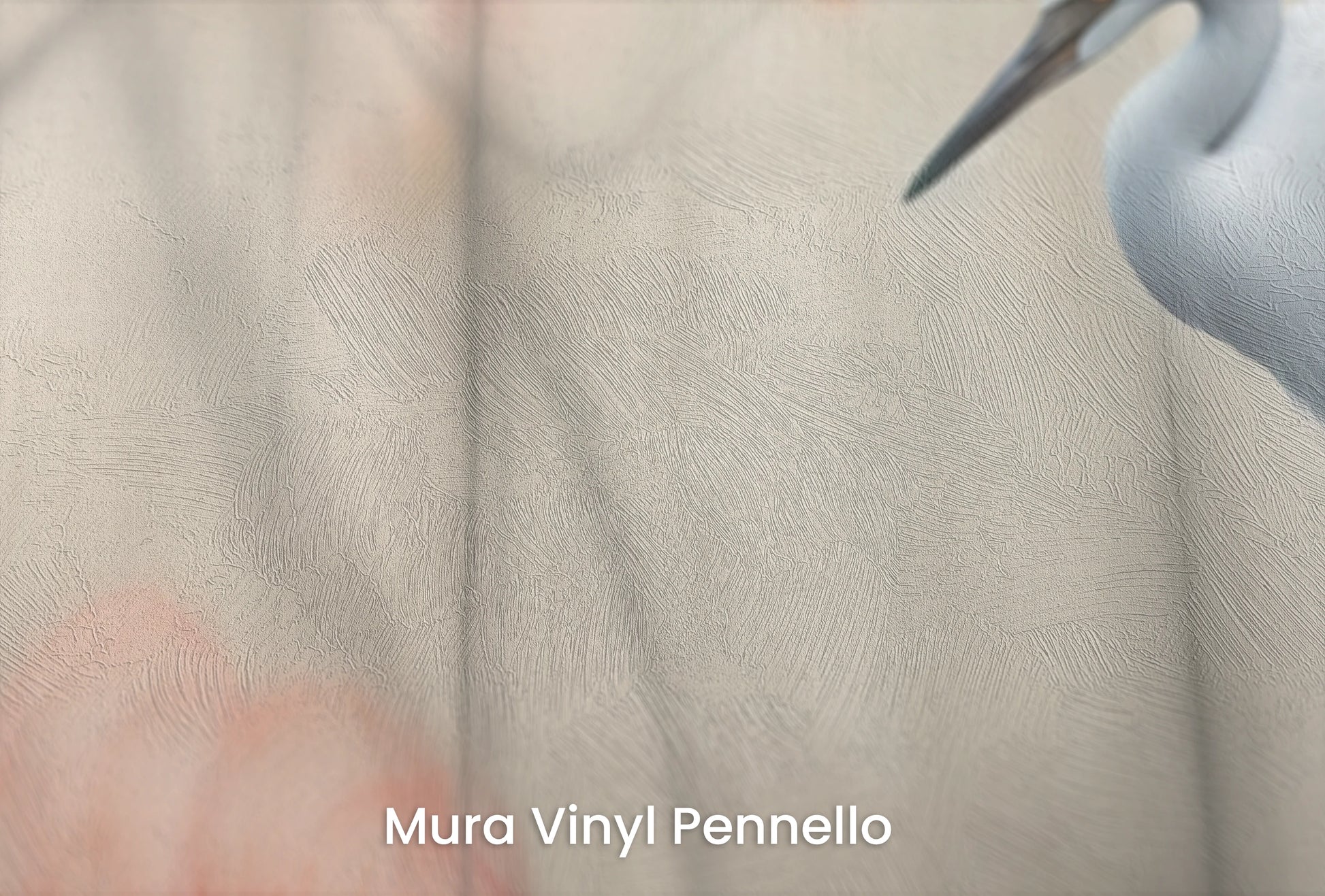 Zbliżenie na artystyczną fototapetę o nazwie Solitary Heron na podłożu Mura Vinyl Pennello - faktura pociągnięć pędzla malarskiego.