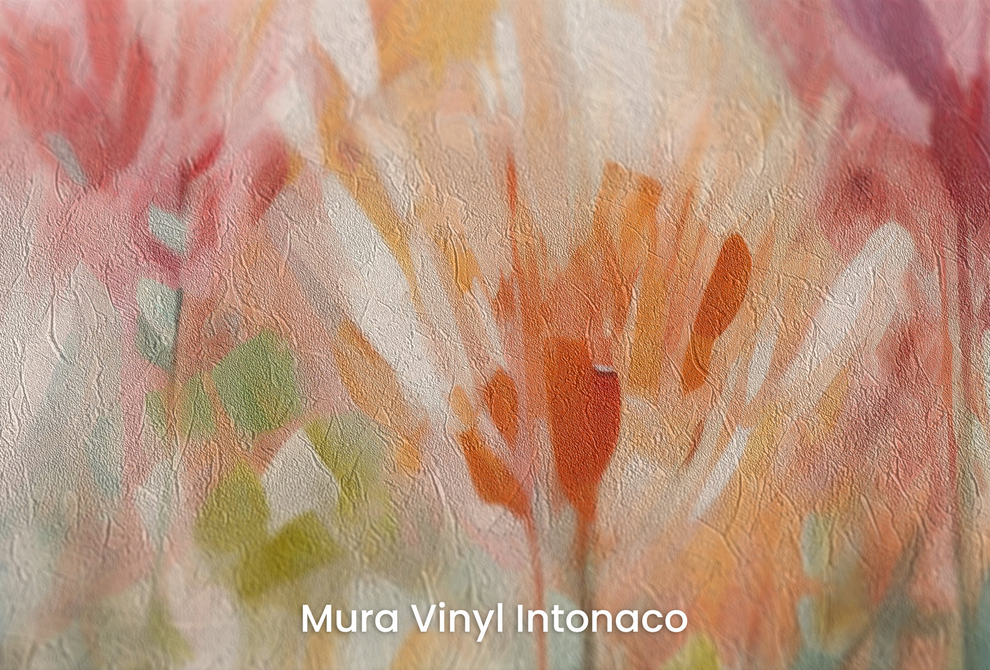 Zbliżenie na artystyczną fototapetę o nazwie Tropical Serenity #2 na podłożu Mura Vinyl Intonaco - struktura tartego tynku.