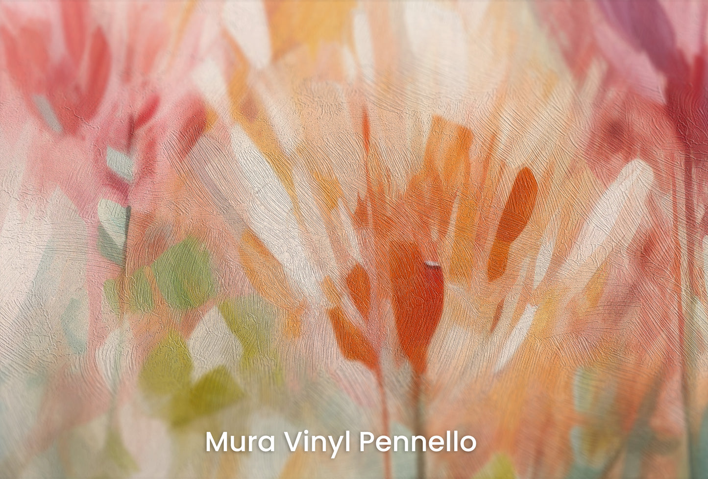 Zbliżenie na artystyczną fototapetę o nazwie Tropical Serenity #2 na podłożu Mura Vinyl Pennello - faktura pociągnięć pędzla malarskiego.