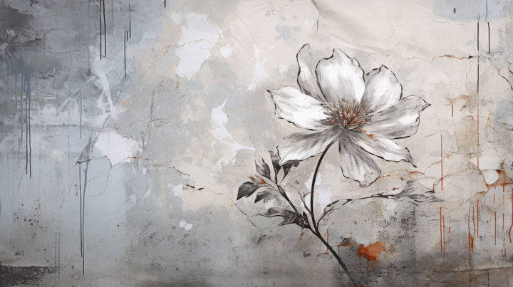 Prezentacja całego wzoru fototapety o nazwie INDUSTRIAL FLOWER ELEGANCE