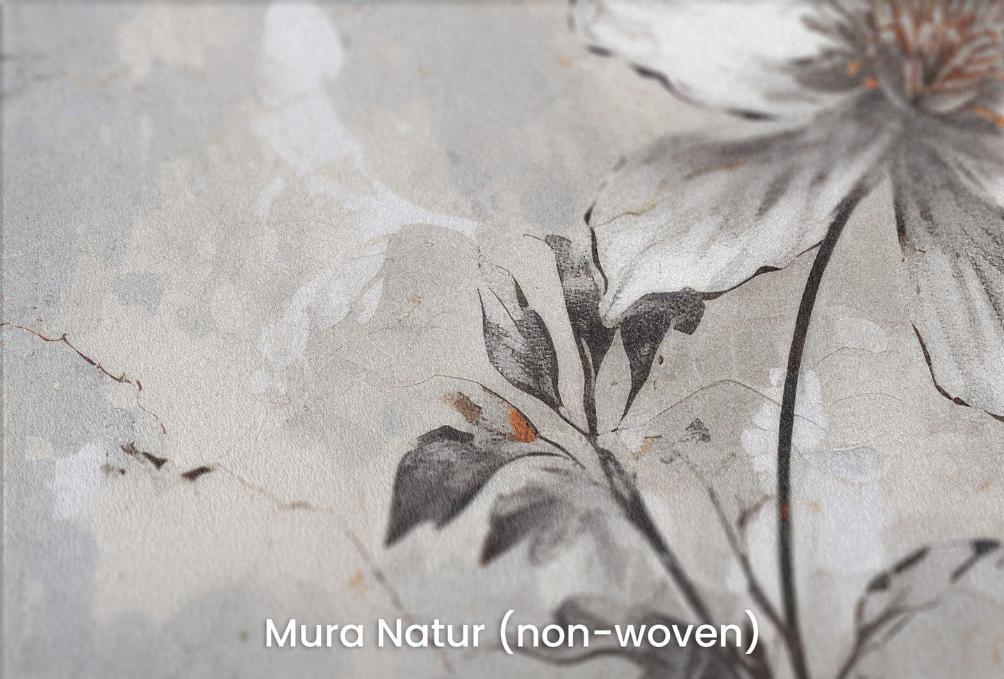 Zbliżenie na artystyczną fototapetę o nazwie INDUSTRIAL FLOWER ELEGANCE na podłożu Mura Natur (non-woven) - naturalne i ekologiczne podłoże.