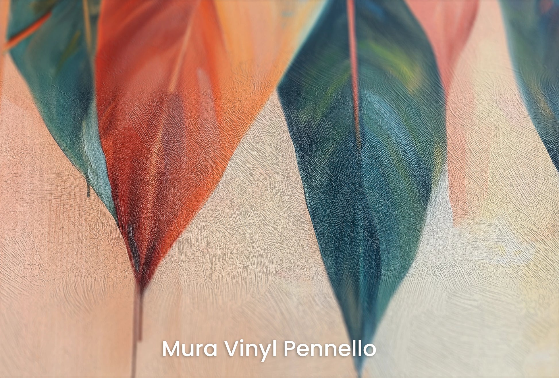 Zbliżenie na artystyczną fototapetę o nazwie Rustic Flame na podłożu Mura Vinyl Pennello - faktura pociągnięć pędzla malarskiego.