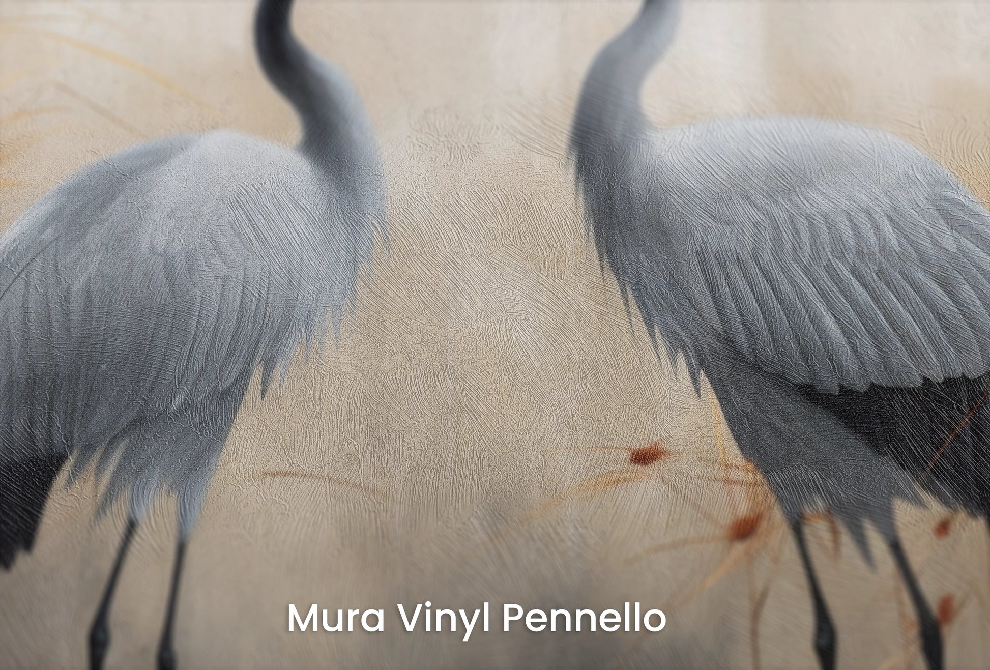 Zbliżenie na artystyczną fototapetę o nazwie Tender Reunion na podłożu Mura Vinyl Pennello - faktura pociągnięć pędzla malarskiego.