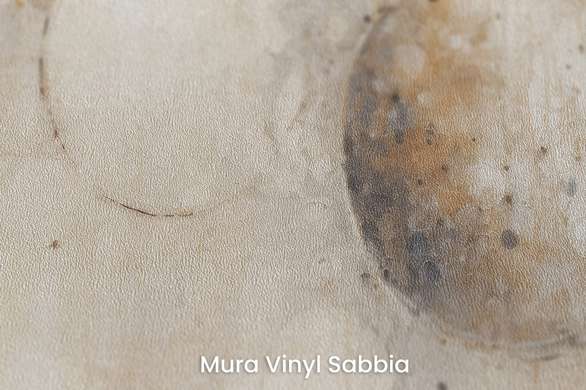 Zbliżenie na artystyczną fototapetę o nazwie ETHEREAL SPHERES na podłożu Mura Vinyl Sabbia struktura grubego ziarna piasku.