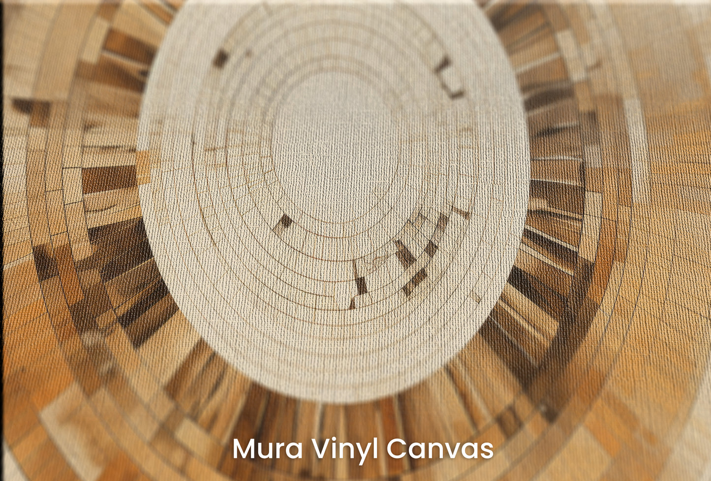 Zbliżenie na artystyczną fototapetę o nazwie ARCHITECTURAL ORBITAL DESIGN na podłożu Mura Vinyl Canvas - faktura naturalnego płótna.