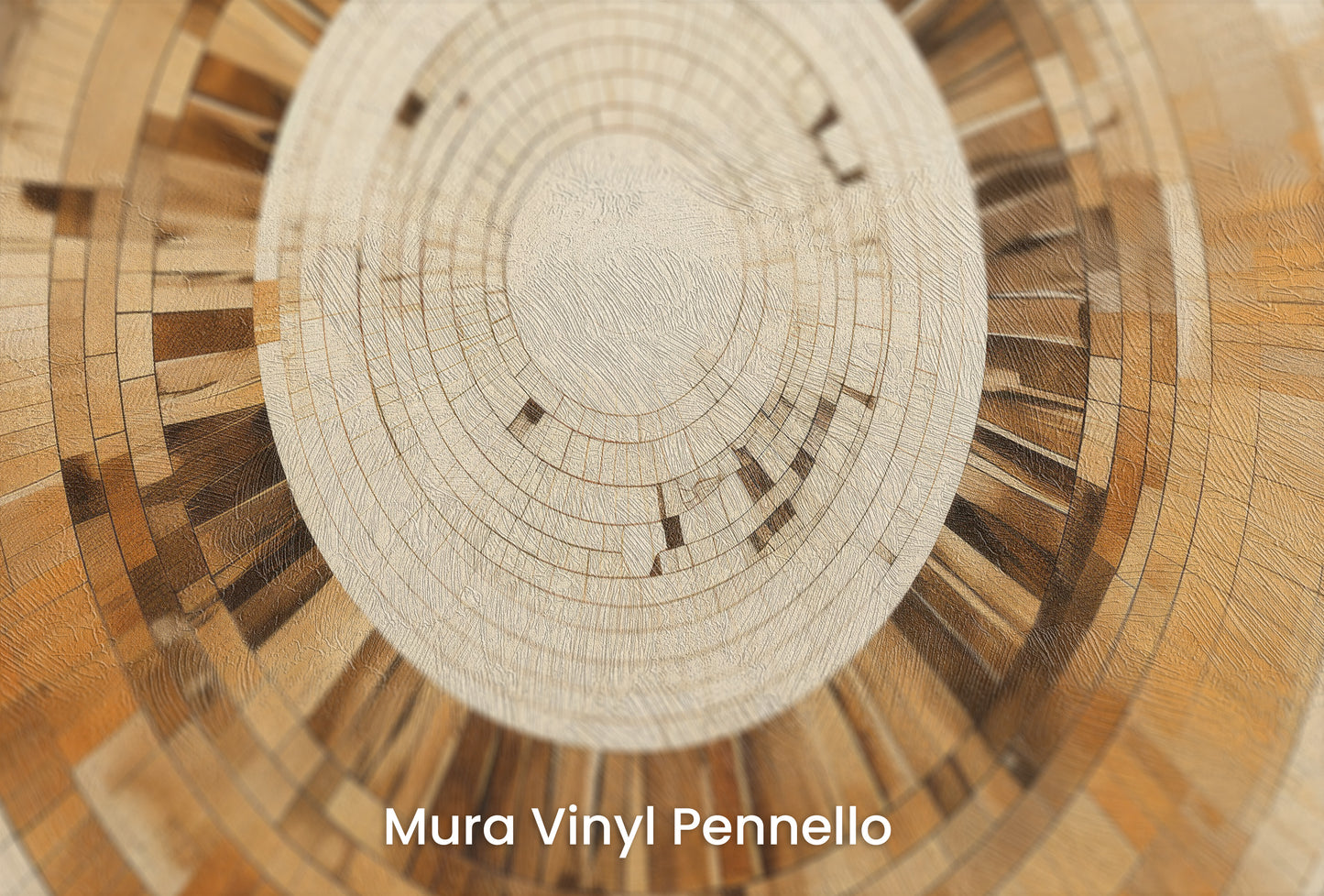 Zbliżenie na artystyczną fototapetę o nazwie ARCHITECTURAL ORBITAL DESIGN na podłożu Mura Vinyl Pennello - faktura pociągnięć pędzla malarskiego.