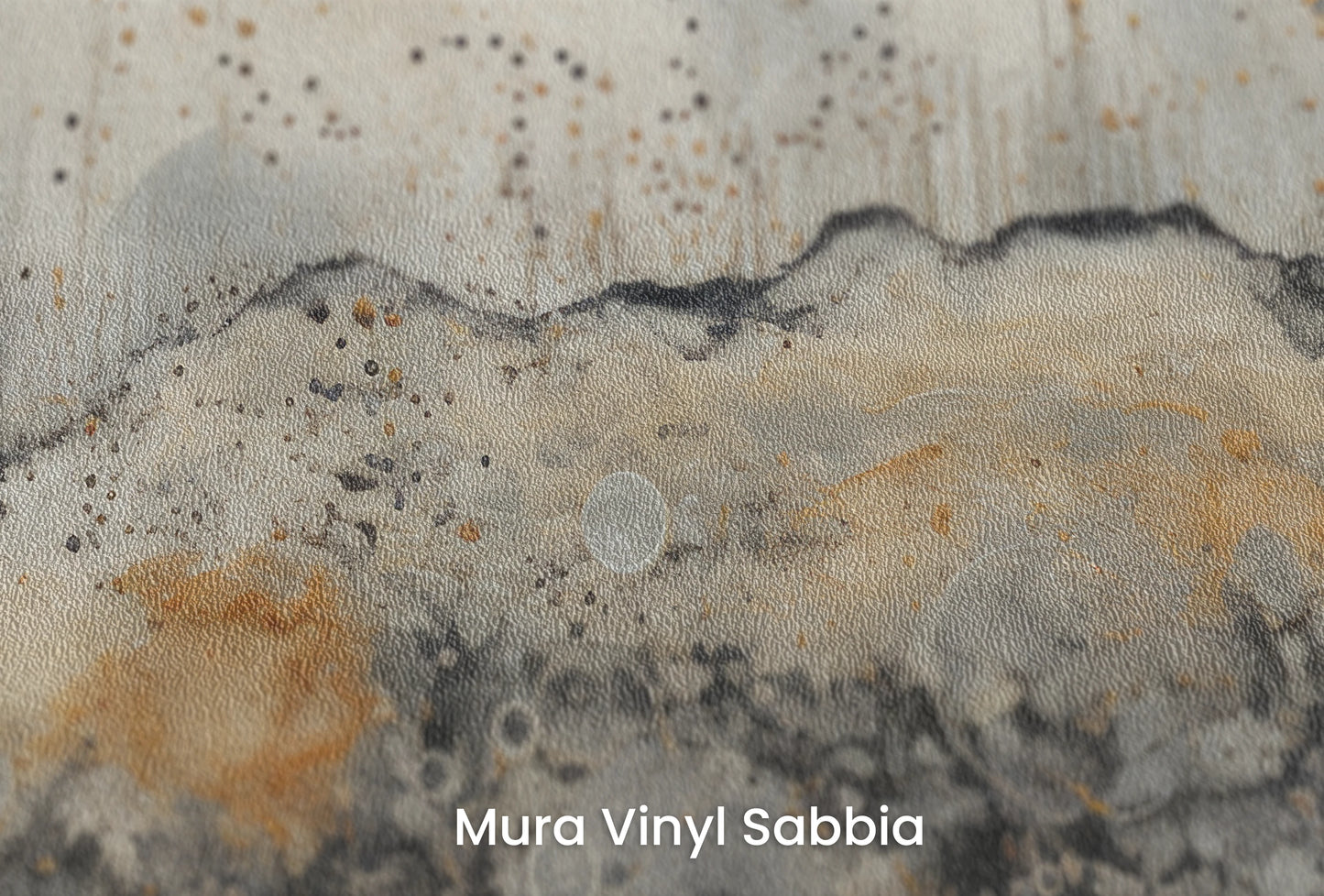 Zbliżenie na artystyczną fototapetę o nazwie Celestial Harmony #2 na podłożu Mura Vinyl Sabbia struktura grubego ziarna piasku.