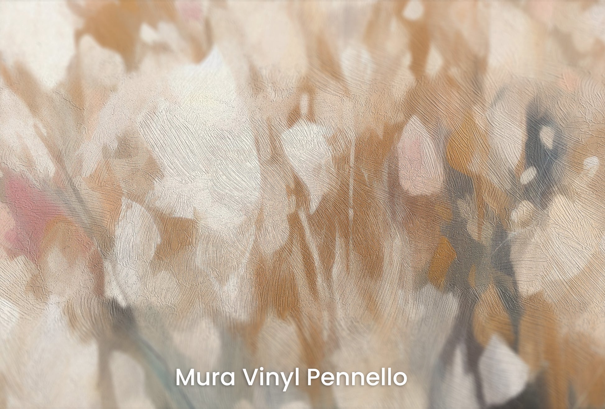 Zbliżenie na artystyczną fototapetę o nazwie Golden Petal Glow na podłożu Mura Vinyl Pennello - faktura pociągnięć pędzla malarskiego.