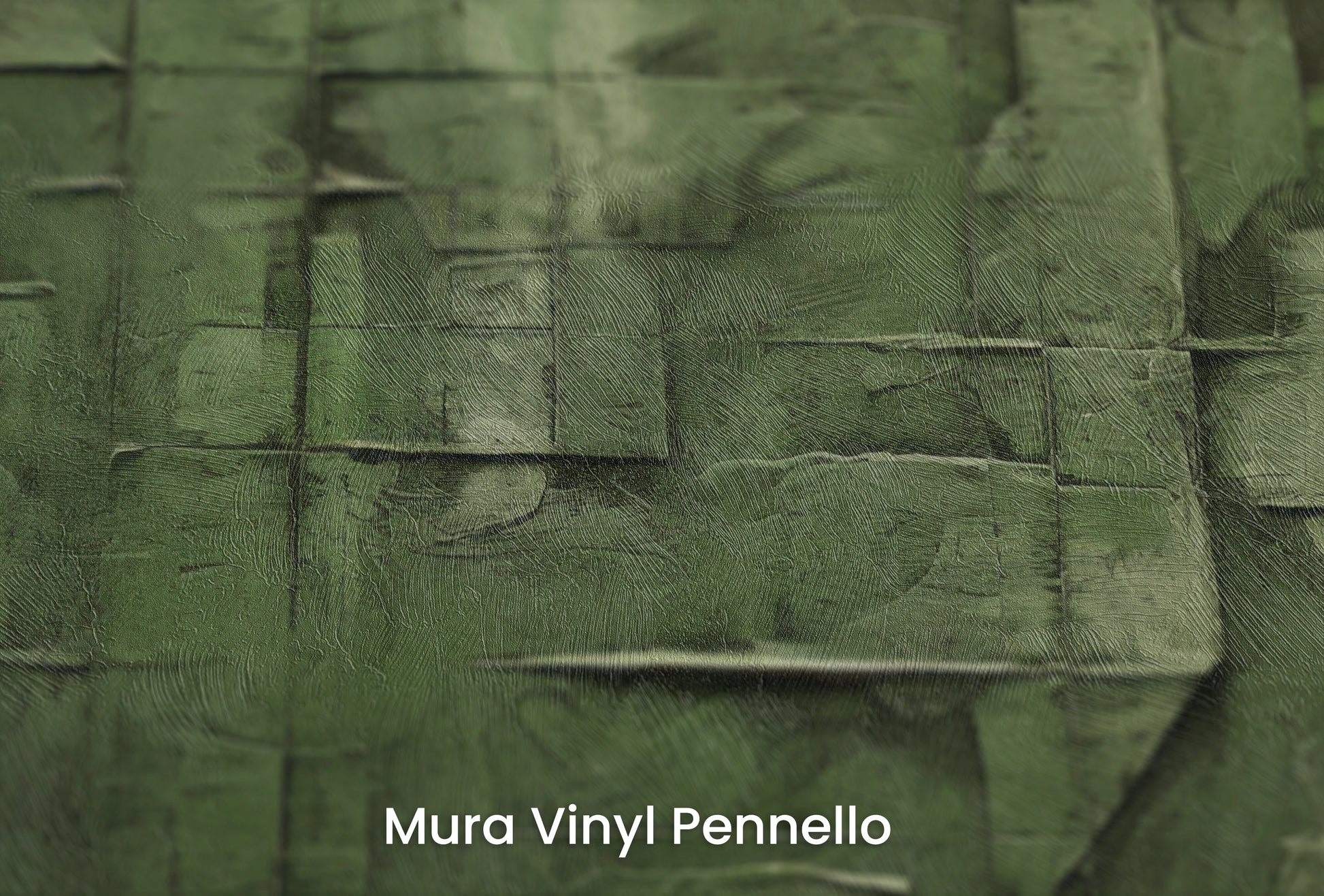Zbliżenie na artystyczną fototapetę o nazwie Emerald Mosaic na podłożu Mura Vinyl Pennello - faktura pociągnięć pędzla malarskiego.