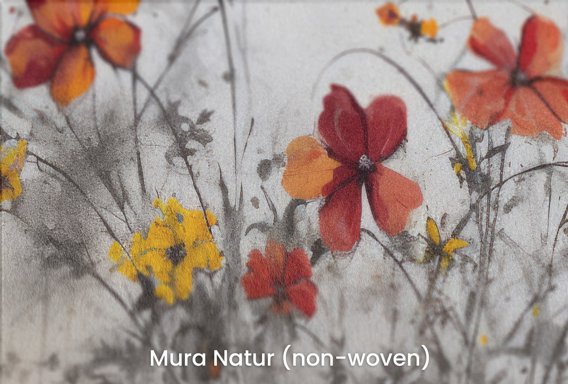 Zbliżenie na artystyczną fototapetę o nazwie VIVID AUTUMN WHISPERS na podłożu Mura Natur (non-woven) - naturalne i ekologiczne podłoże.