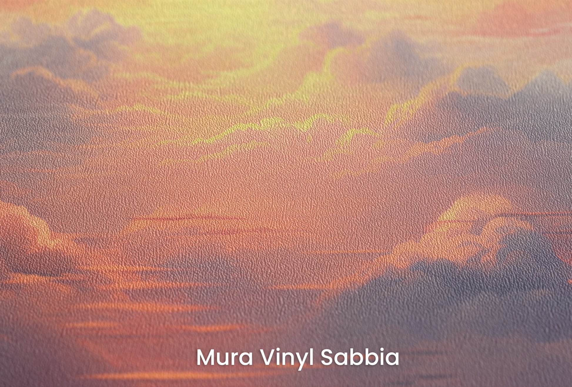 Zbliżenie na artystyczną fototapetę o nazwie Fiery Skyline #2 na podłożu Mura Vinyl Sabbia struktura grubego ziarna piasku.