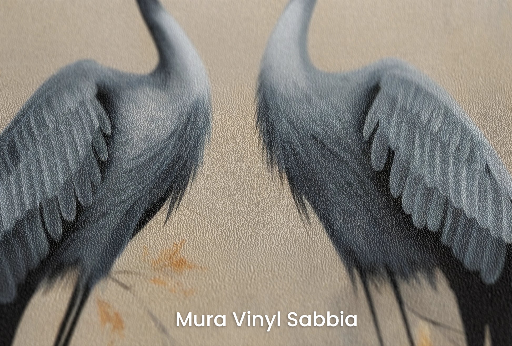 Zbliżenie na artystyczną fototapetę o nazwie Autumn Whispers na podłożu Mura Vinyl Sabbia struktura grubego ziarna piasku.