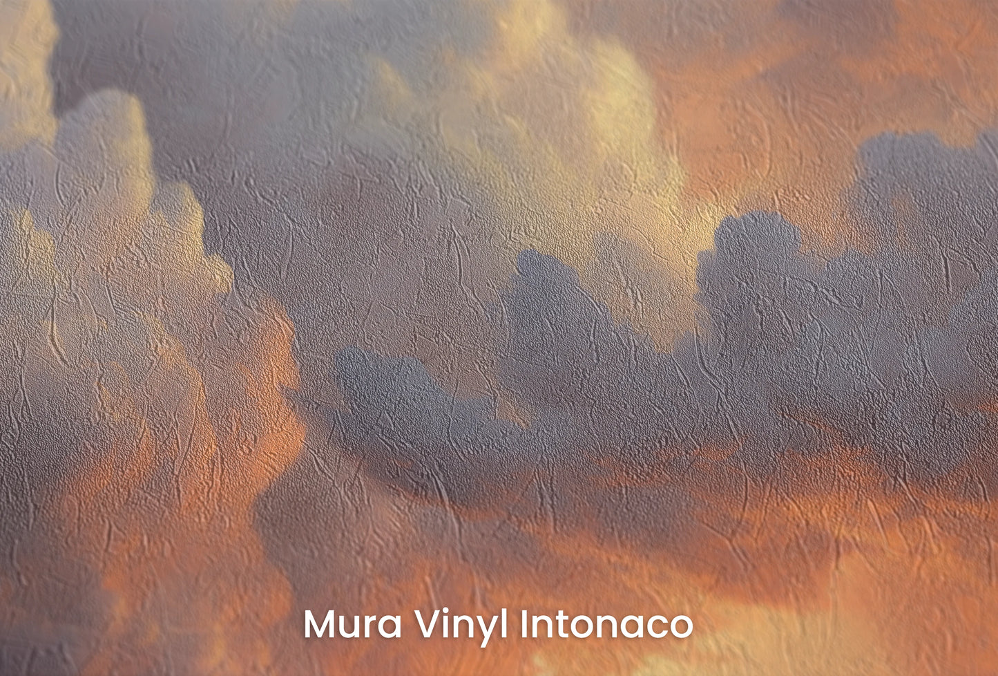 Zbliżenie na artystyczną fototapetę o nazwie Storm's Prelude na podłożu Mura Vinyl Intonaco - struktura tartego tynku.