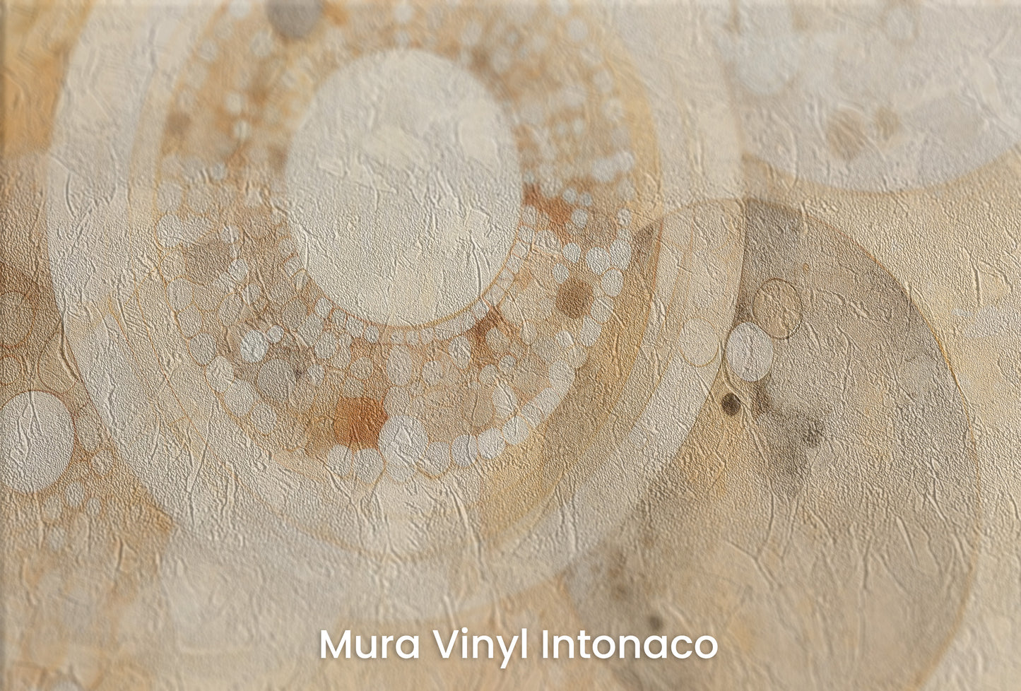 Zbliżenie na artystyczną fototapetę o nazwie CELESTIAL DANCE IN SEPIA TONES na podłożu Mura Vinyl Intonaco - struktura tartego tynku.