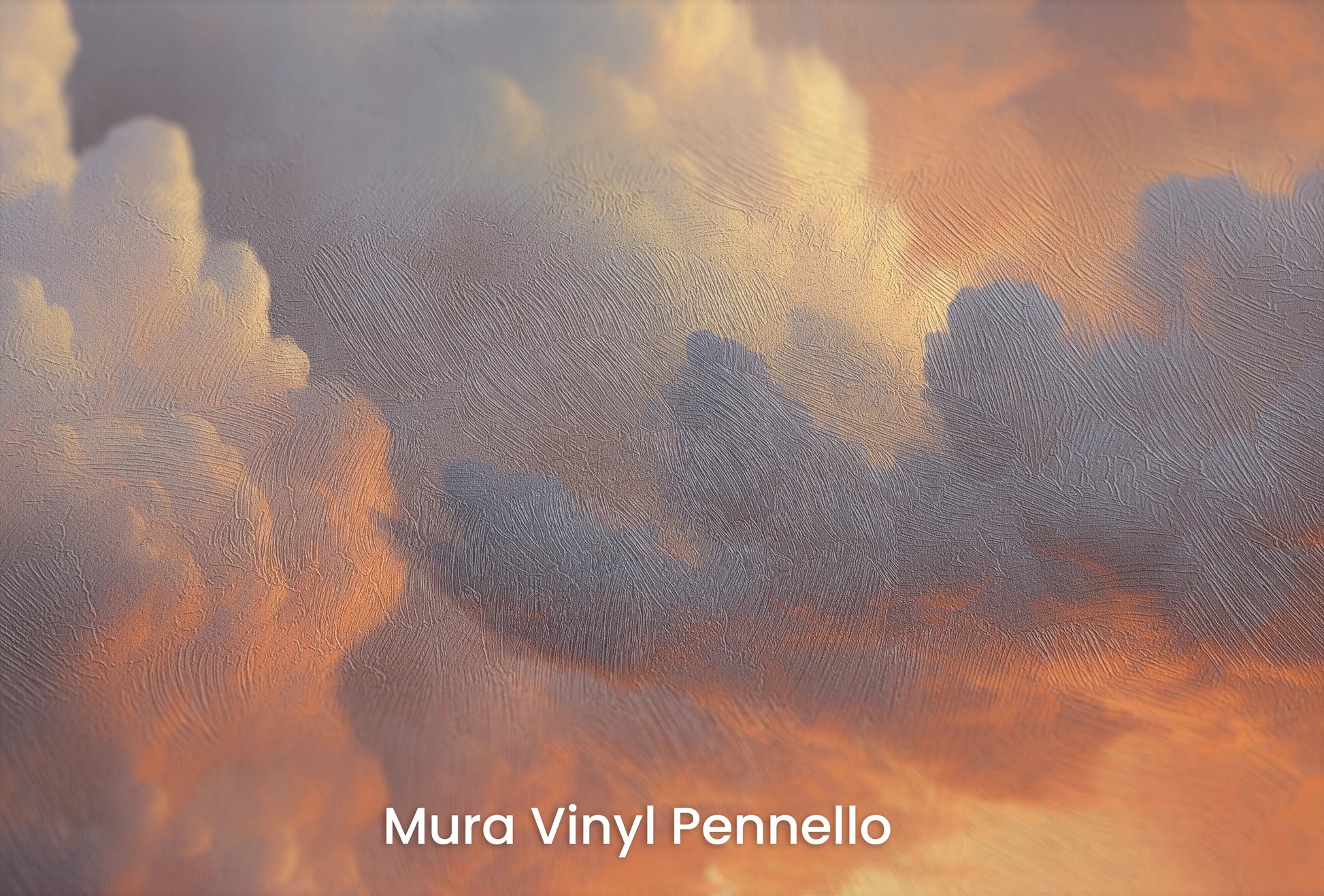 Zbliżenie na artystyczną fototapetę o nazwie Storm's Prelude na podłożu Mura Vinyl Pennello - faktura pociągnięć pędzla malarskiego.