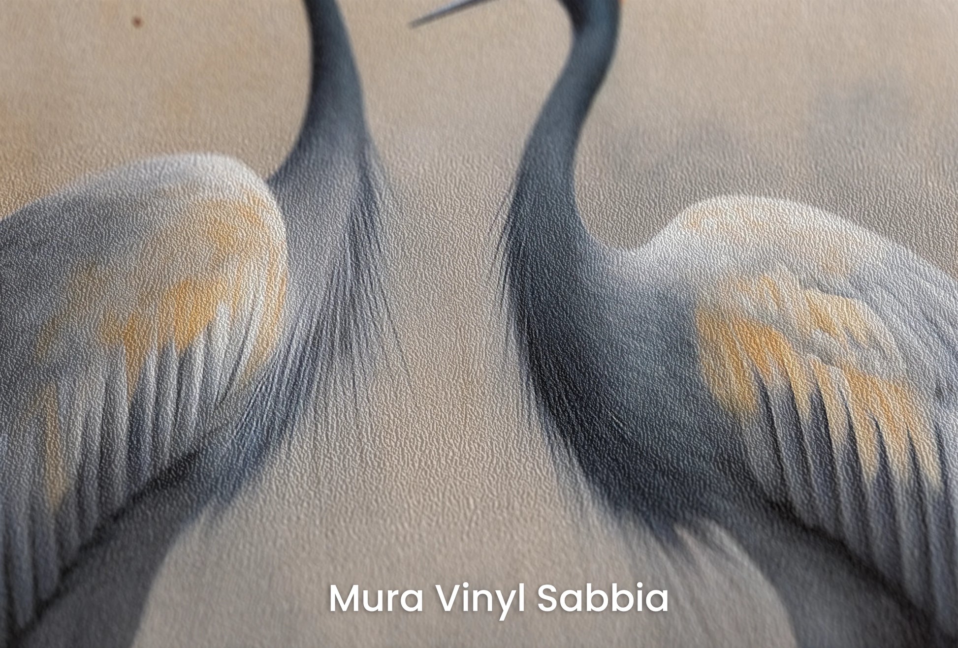 Zbliżenie na artystyczną fototapetę o nazwie Passionate Glance na podłożu Mura Vinyl Sabbia struktura grubego ziarna piasku.