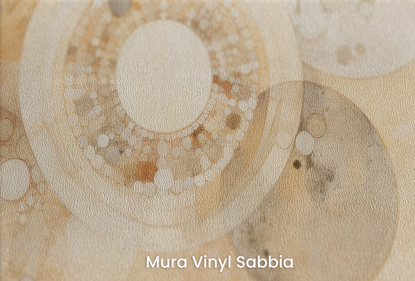 Zbliżenie na artystyczną fototapetę o nazwie CELESTIAL DANCE IN SEPIA TONES na podłożu Mura Vinyl Sabbia struktura grubego ziarna piasku.