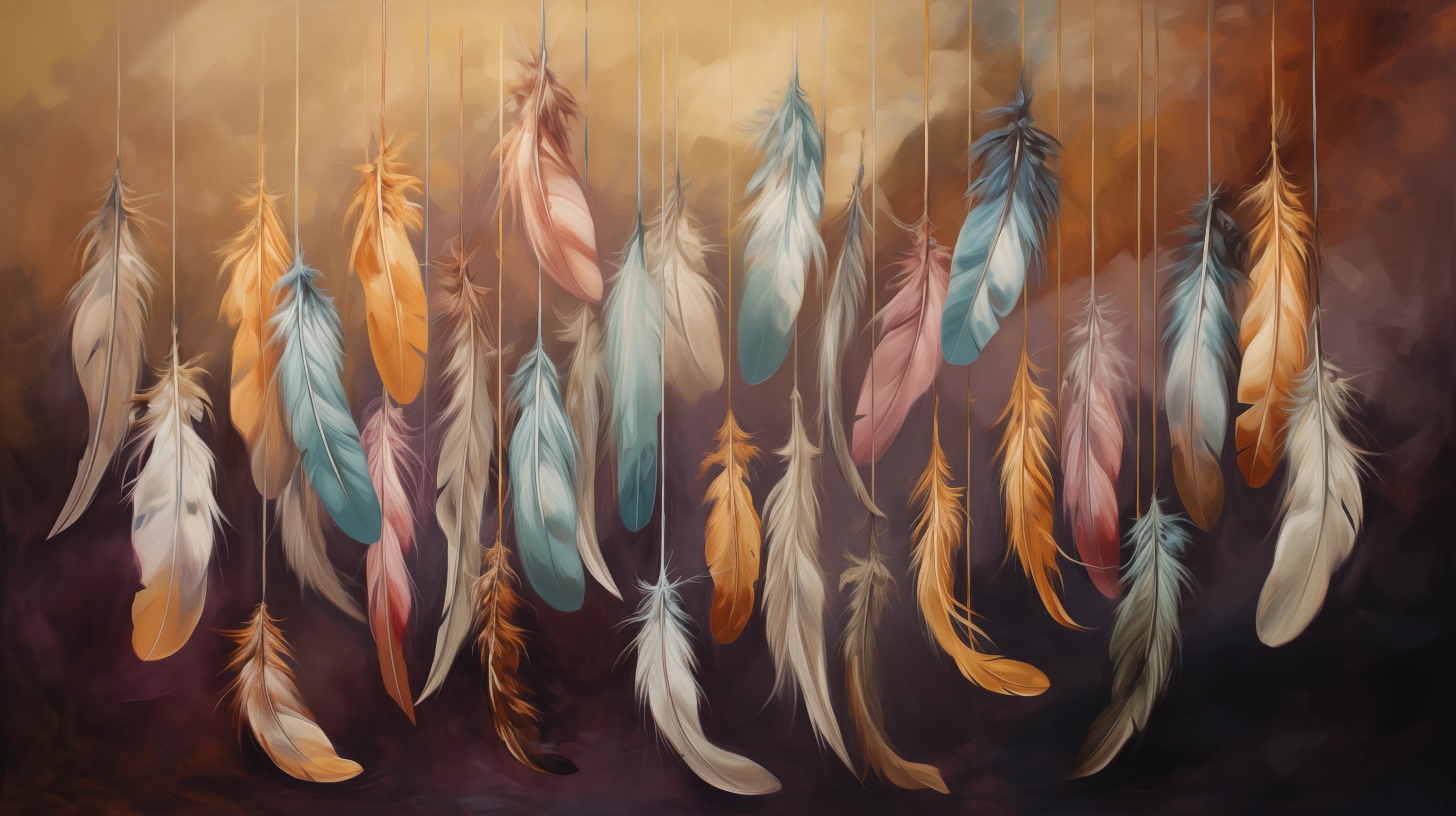Pattern preview: Prezentacja całego wzoru fototapety o nazwie Sunset Feathers
