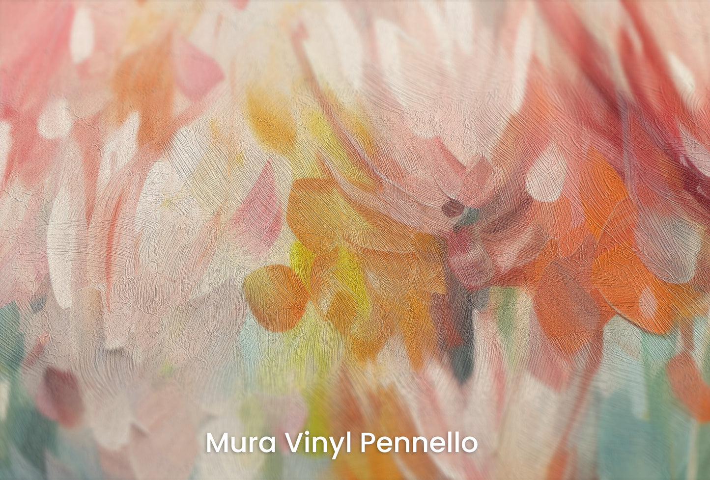 Zbliżenie na artystyczną fototapetę o nazwie Floral Burst na podłożu Mura Vinyl Pennello - faktura pociągnięć pędzla malarskiego.