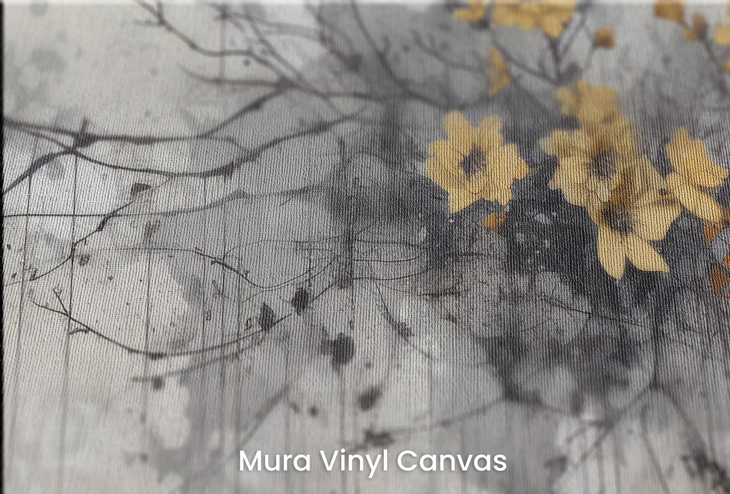 Zbliżenie na artystyczną fototapetę o nazwie GOLDEN SPRING AWAKENING na podłożu Mura Vinyl Canvas - faktura naturalnego płótna.