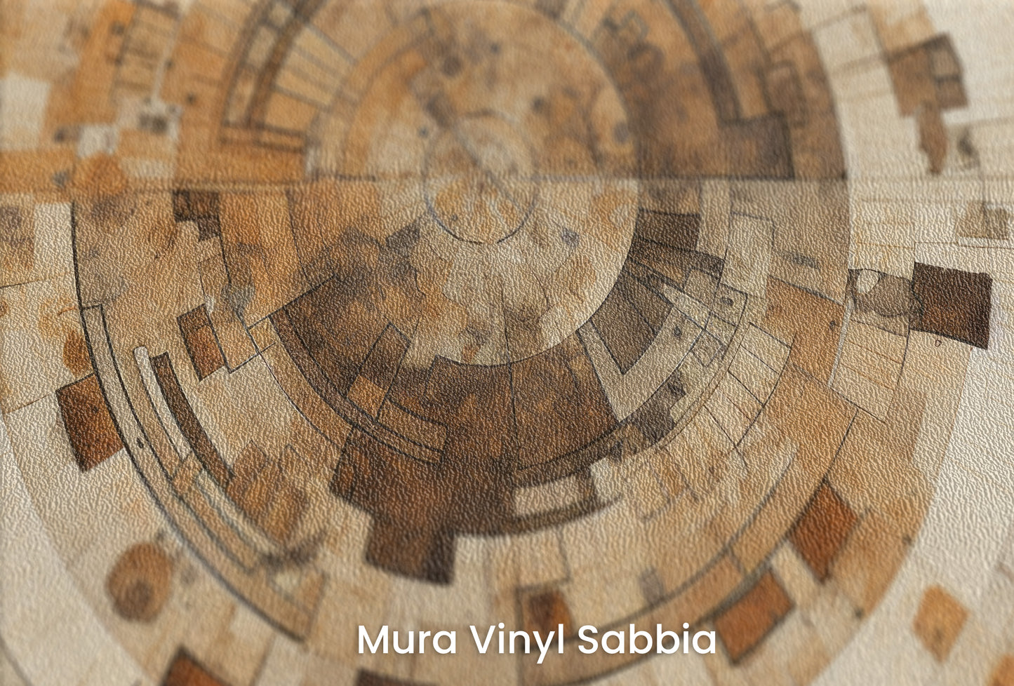 Zbliżenie na artystyczną fototapetę o nazwie ARCHAIC NAVIGATION MAP na podłożu Mura Vinyl Sabbia struktura grubego ziarna piasku.