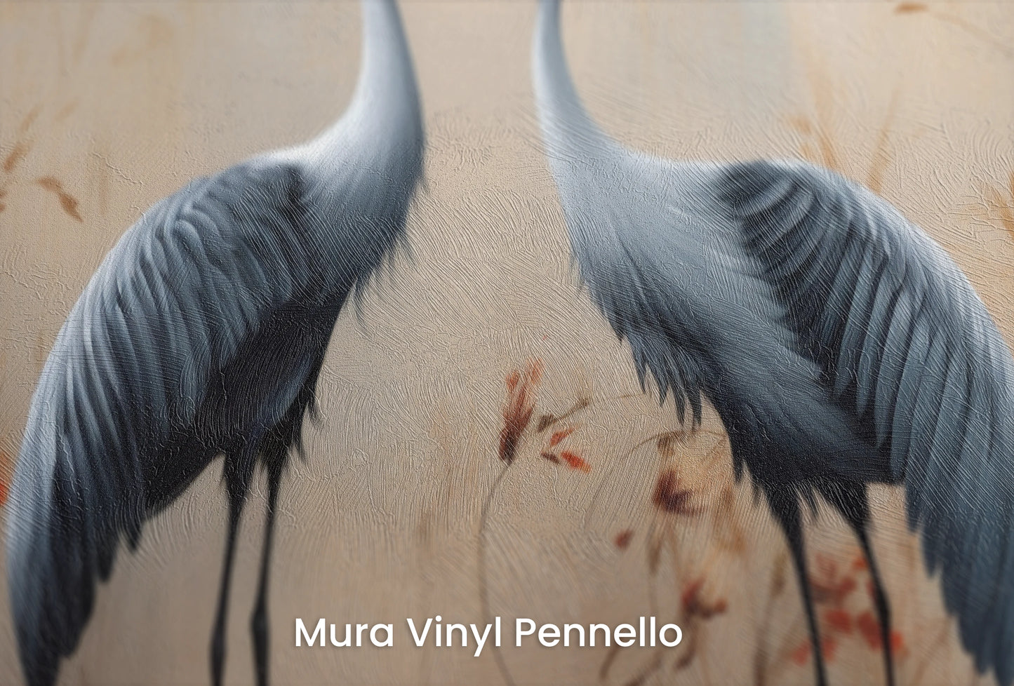 Zbliżenie na artystyczną fototapetę o nazwie Autumn Melody na podłożu Mura Vinyl Pennello - faktura pociągnięć pędzla malarskiego.
