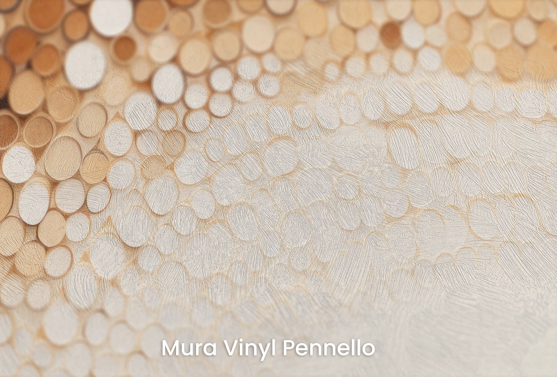 Zbliżenie na artystyczną fototapetę o nazwie RUSTIC COFFEE TONES CASCADE na podłożu Mura Vinyl Pennello - faktura pociągnięć pędzla malarskiego.