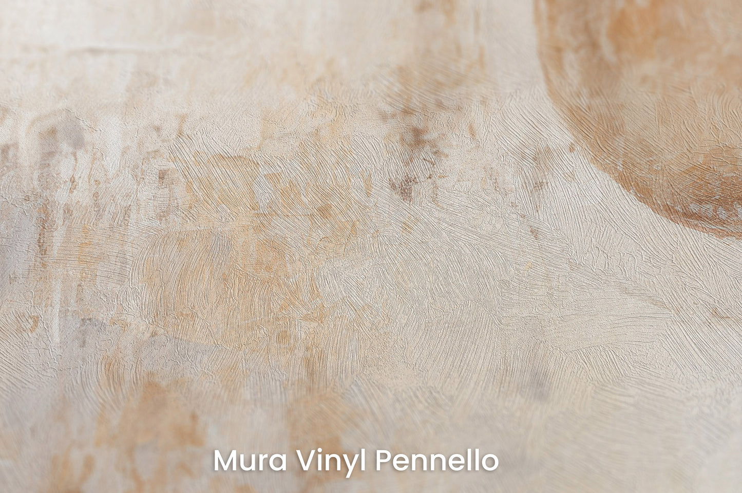 Zbliżenie na artystyczną fototapetę o nazwie GOLDEN SOLITUDE CANVAS na podłożu Mura Vinyl Pennello - faktura pociągnięć pędzla malarskiego.