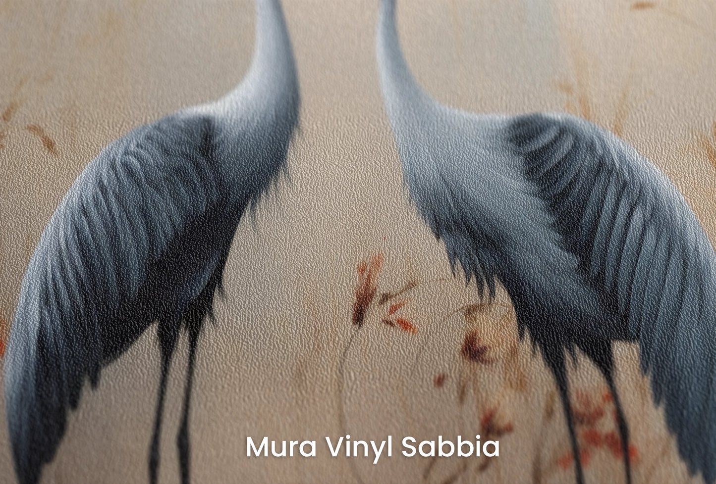 Zbliżenie na artystyczną fototapetę o nazwie Autumn Melody na podłożu Mura Vinyl Sabbia struktura grubego ziarna piasku.