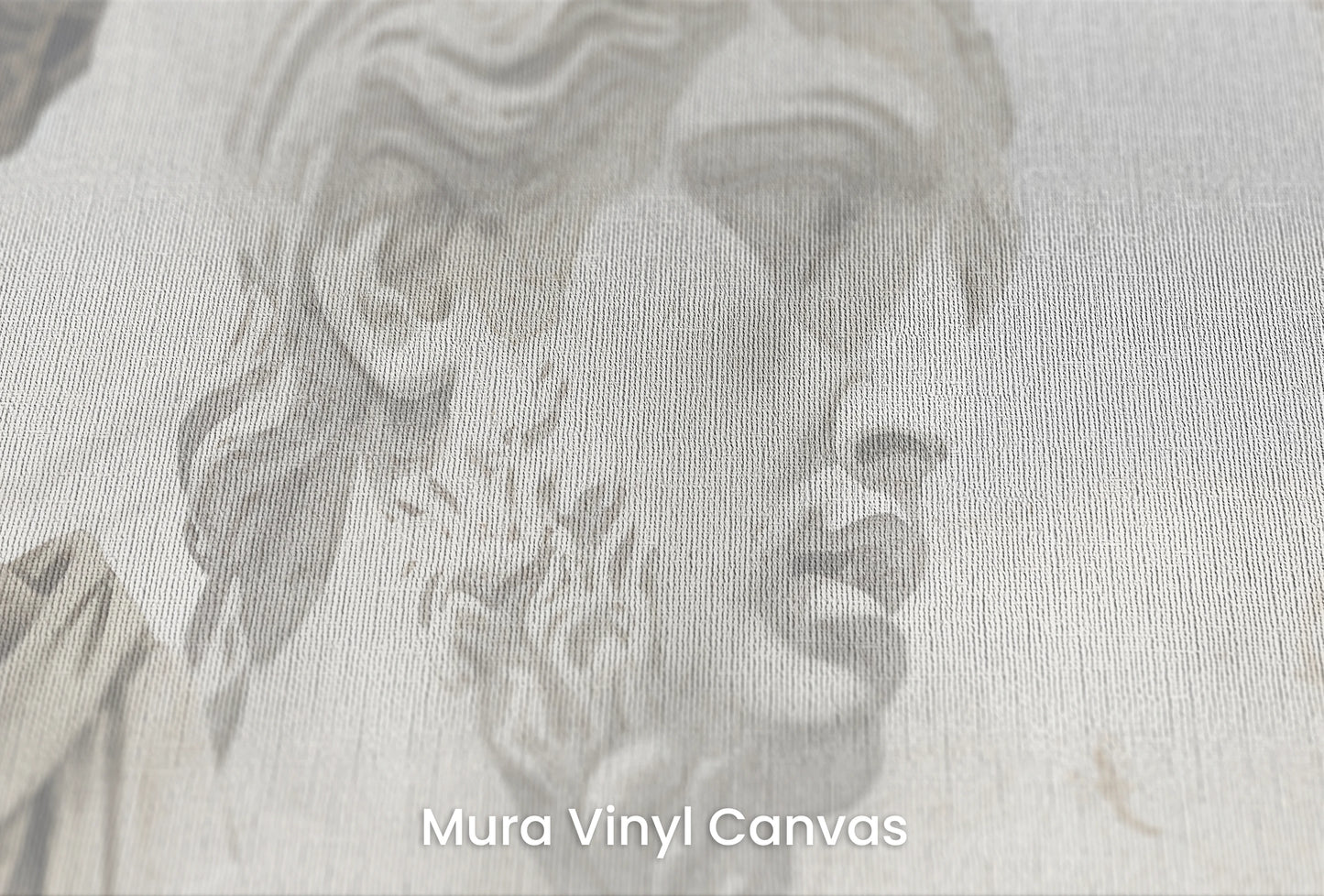 Zbliżenie na artystyczną fototapetę o nazwie Apollo's Contemplation na podłożu Mura Vinyl Canvas - faktura naturalnego płótna.