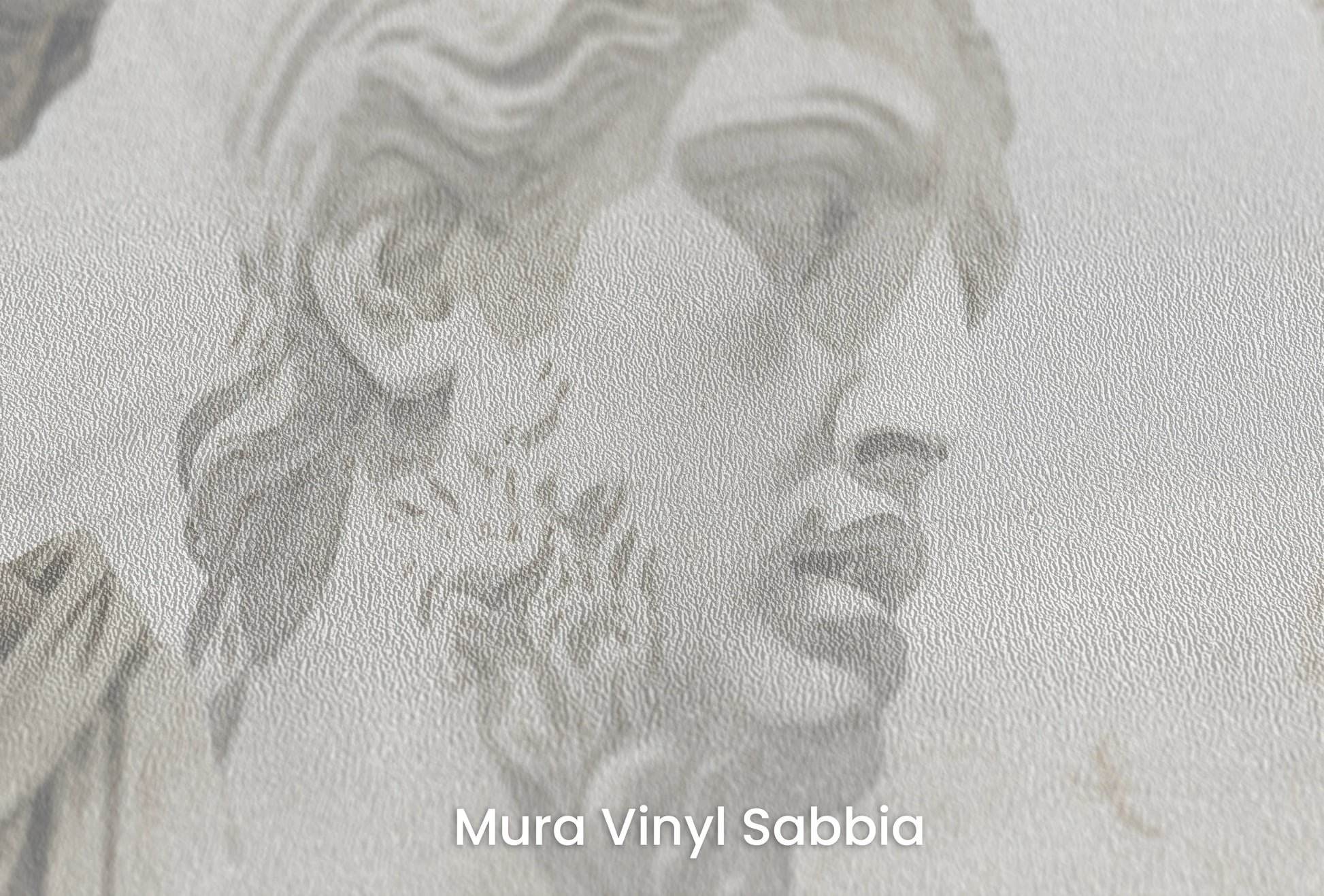 Zbliżenie na artystyczną fototapetę o nazwie Apollo's Contemplation na podłożu Mura Vinyl Sabbia struktura grubego ziarna piasku.
