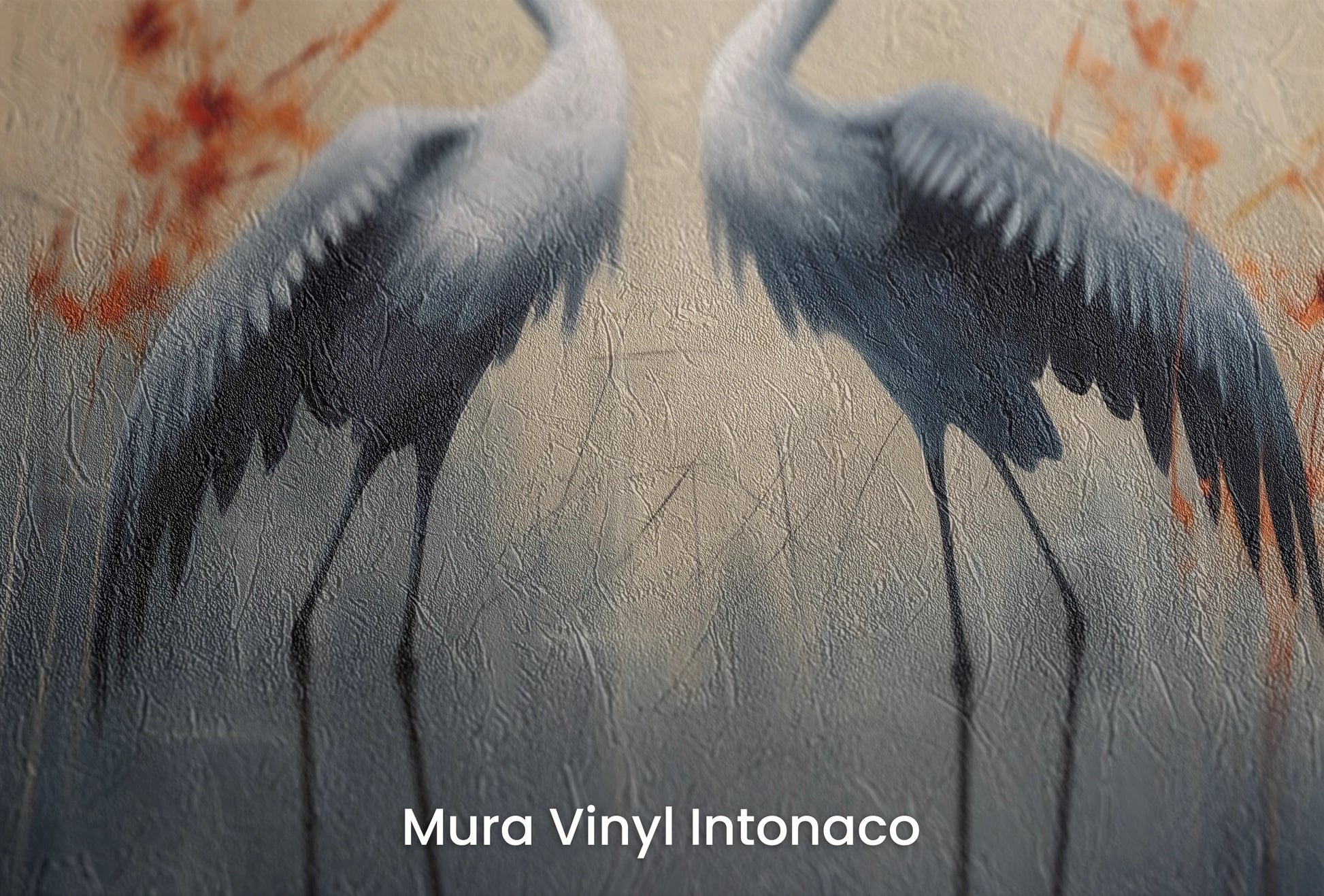 Zbliżenie na artystyczną fototapetę o nazwie Morning Mist na podłożu Mura Vinyl Intonaco - struktura tartego tynku.