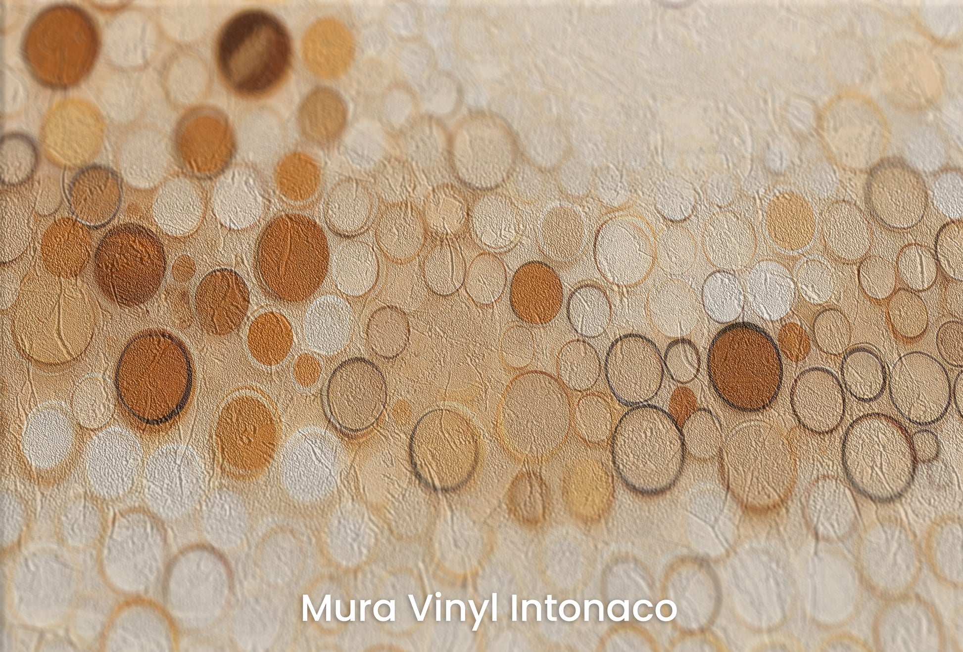 Zbliżenie na artystyczną fototapetę o nazwie AUTUMNAL BUBBLE WAVE na podłożu Mura Vinyl Intonaco - struktura tartego tynku.