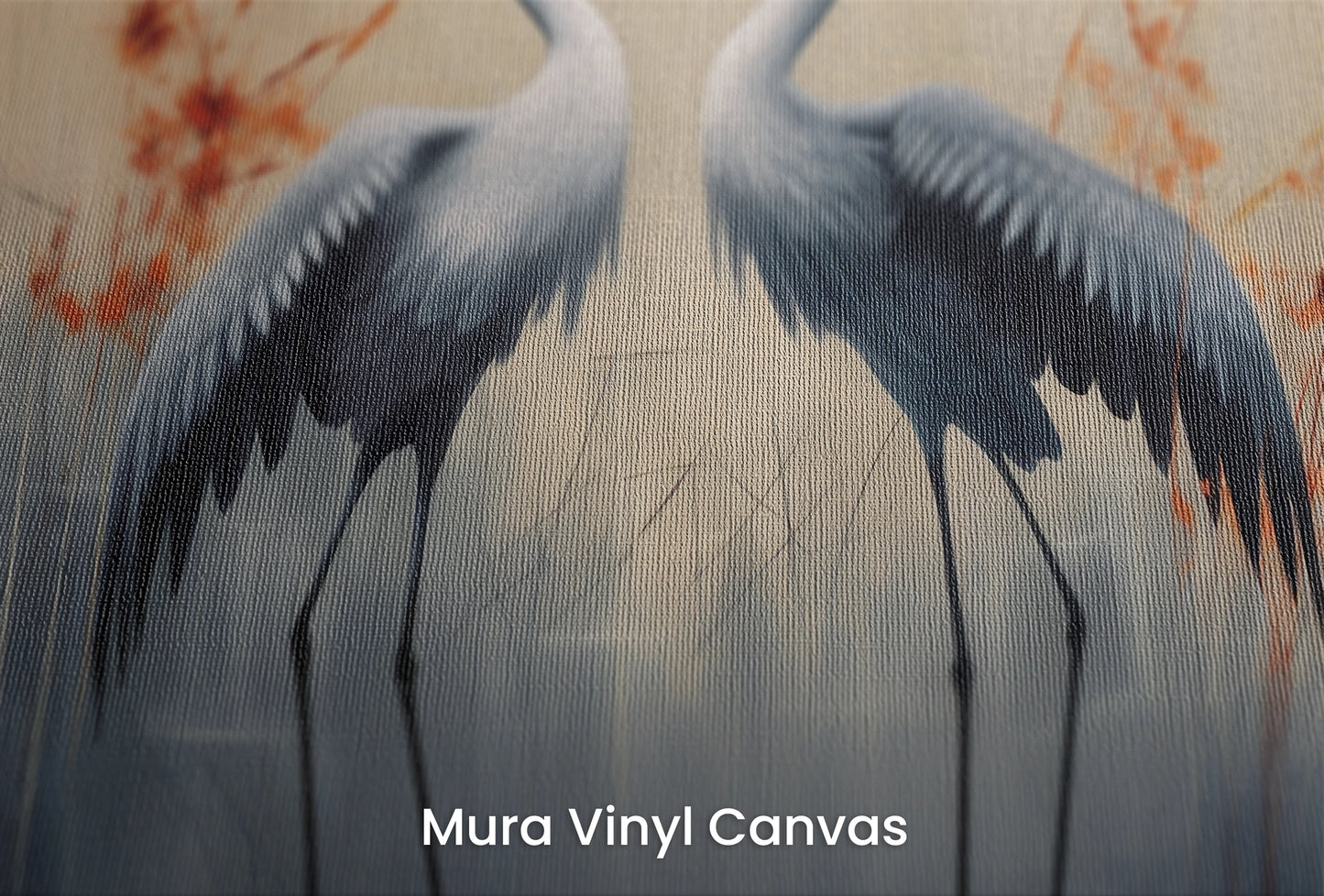 Zbliżenie na artystyczną fototapetę o nazwie Morning Mist na podłożu Mura Vinyl Canvas - faktura naturalnego płótna.