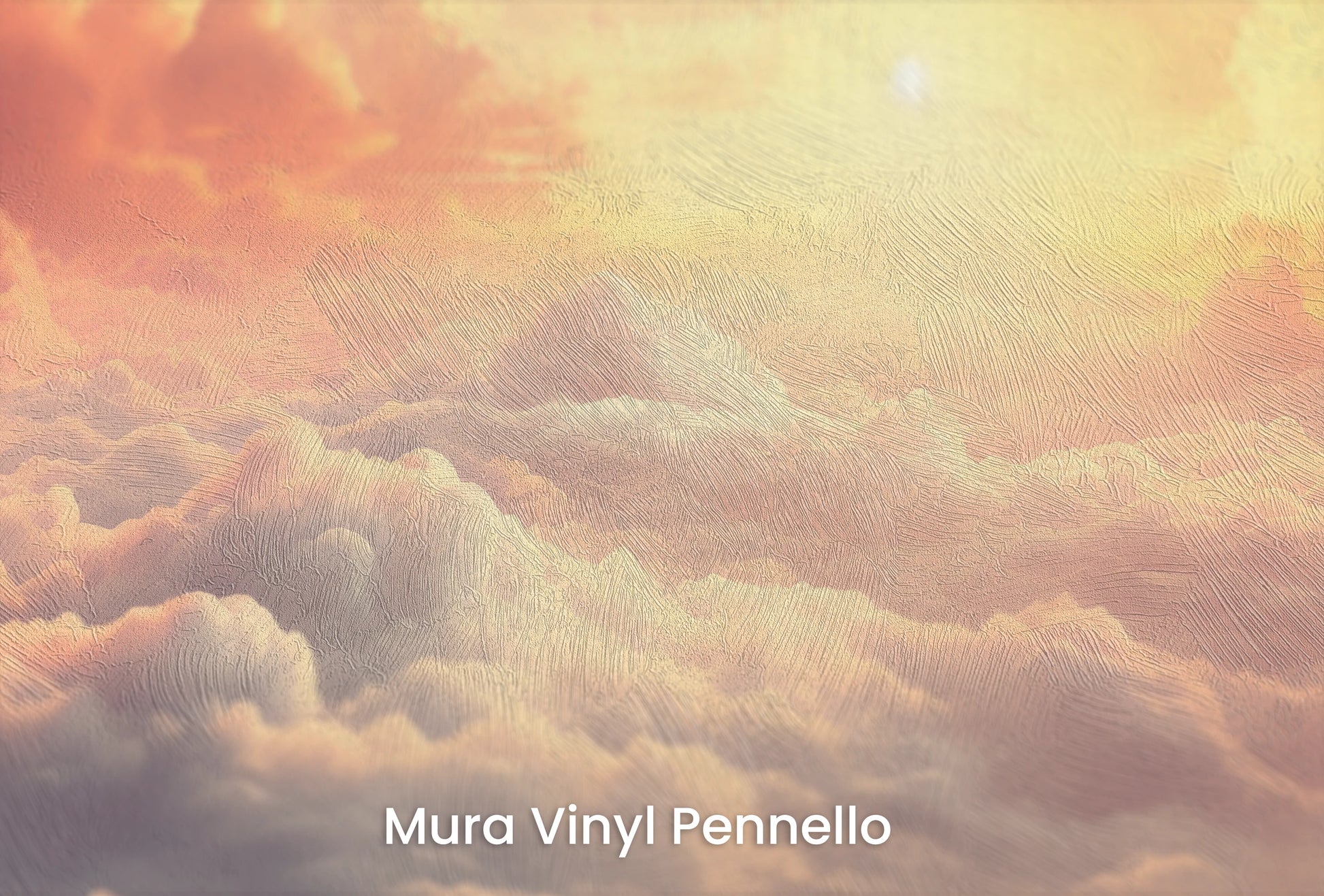 Zbliżenie na artystyczną fototapetę o nazwie Sunset Serenade na podłożu Mura Vinyl Pennello - faktura pociągnięć pędzla malarskiego.