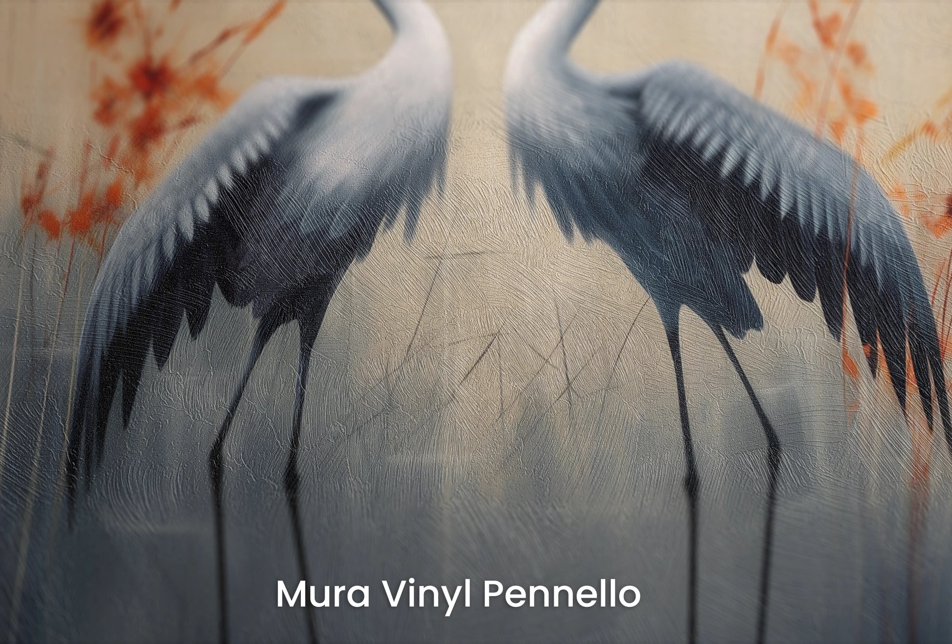 Zbliżenie na artystyczną fototapetę o nazwie Morning Mist na podłożu Mura Vinyl Pennello - faktura pociągnięć pędzla malarskiego.
