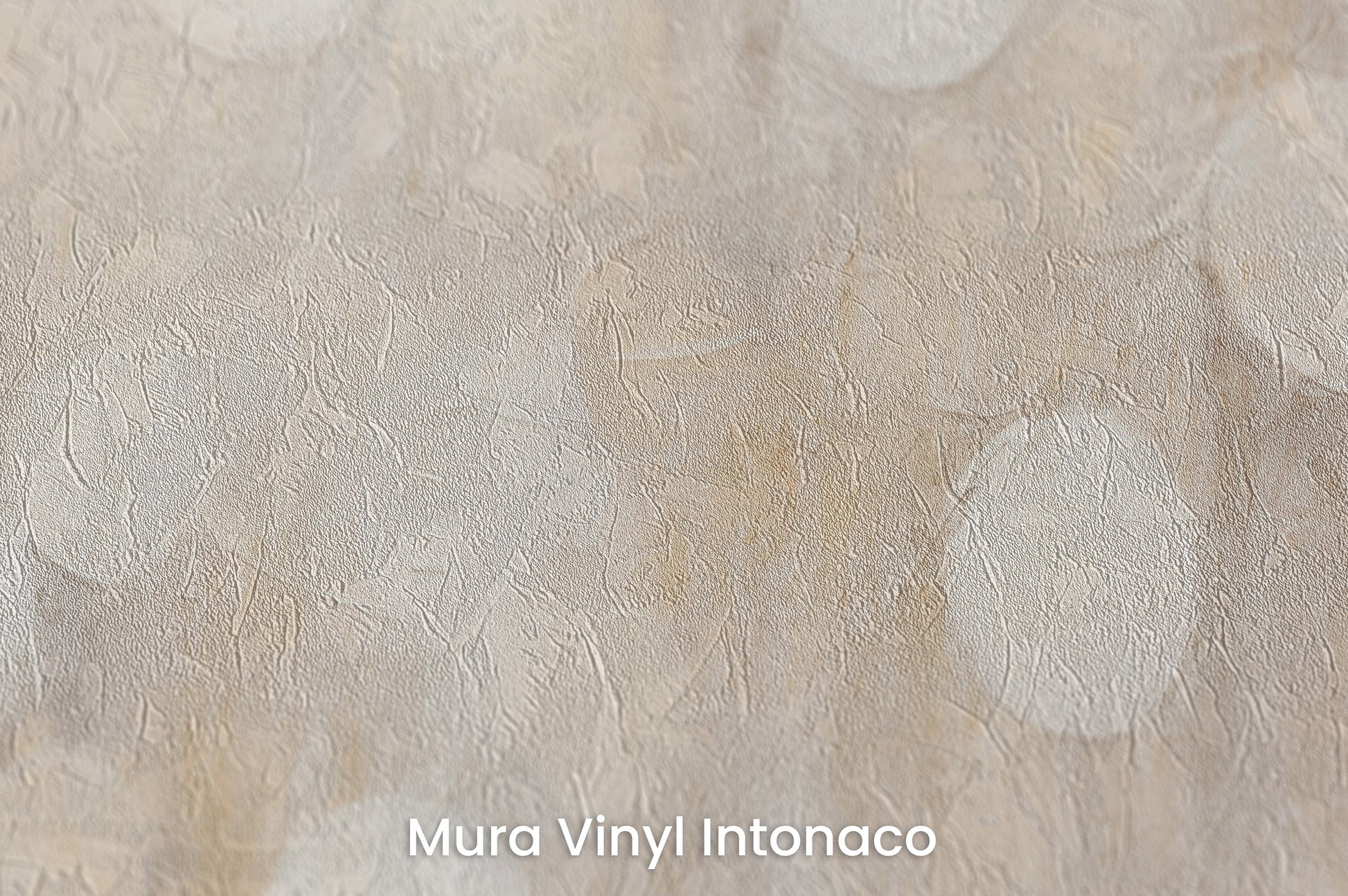 Zbliżenie na artystyczną fototapetę o nazwie LUMINOUS CIRCLE CASCADE na podłożu Mura Vinyl Intonaco - struktura tartego tynku.