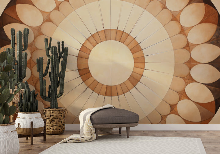 Fototapeta malowana o nazwie SUNBURST OVAL MOSAIC pokazana w aranżacji wnętrza.