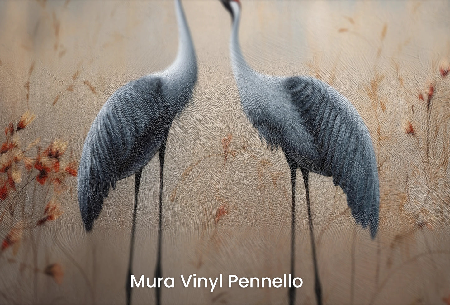 Zbliżenie na artystyczną fototapetę o nazwie Rustic Serenity na podłożu Mura Vinyl Pennello - faktura pociągnięć pędzla malarskiego.