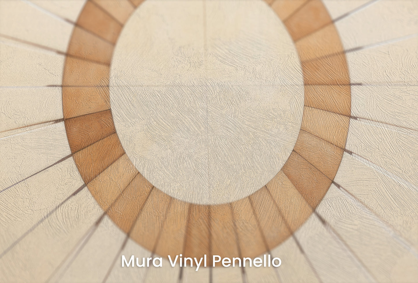 Zbliżenie na artystyczną fototapetę o nazwie SUNBURST OVAL MOSAIC na podłożu Mura Vinyl Pennello - faktura pociągnięć pędzla malarskiego.