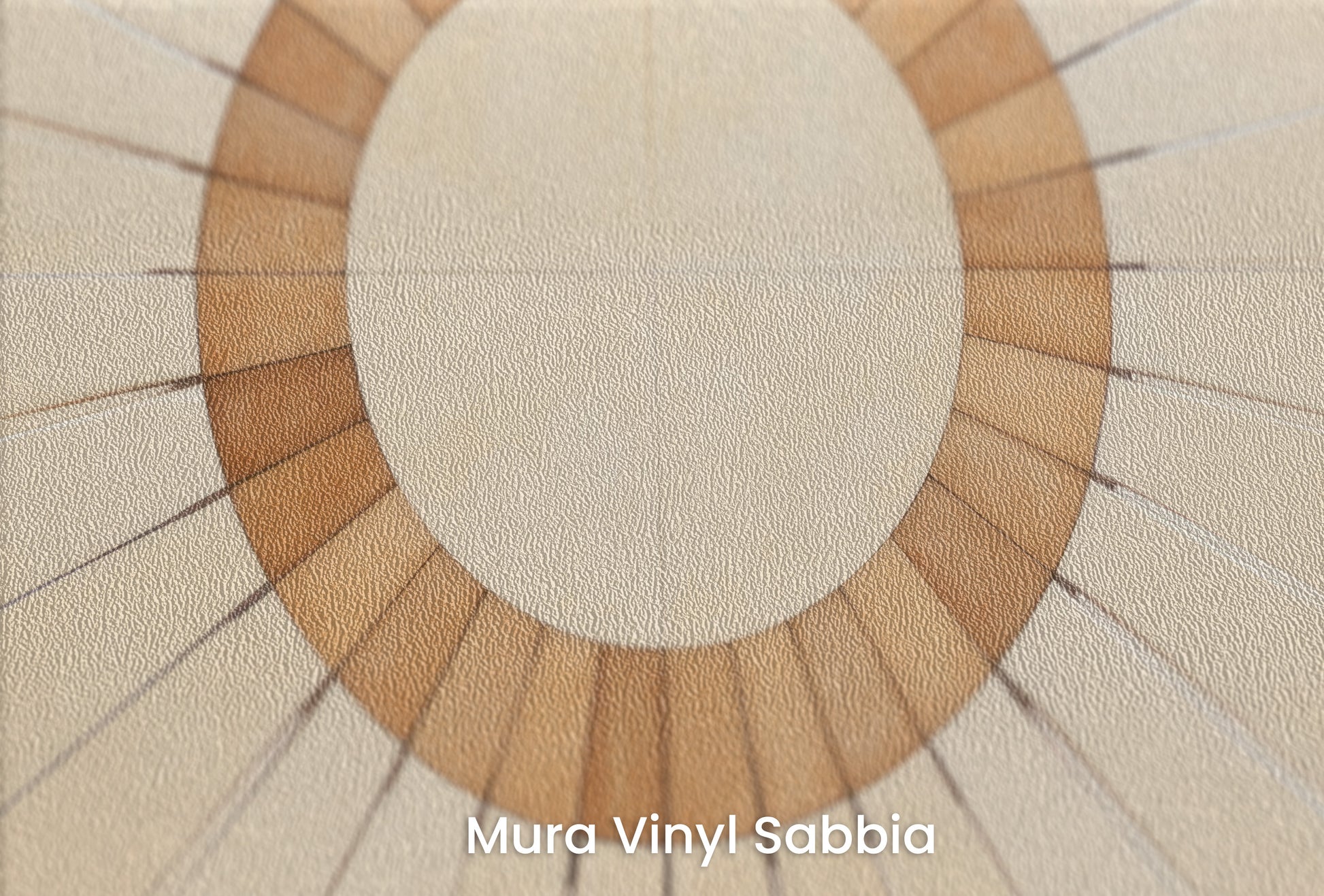 Zbliżenie na artystyczną fototapetę o nazwie SUNBURST OVAL MOSAIC na podłożu Mura Vinyl Sabbia struktura grubego ziarna piasku.