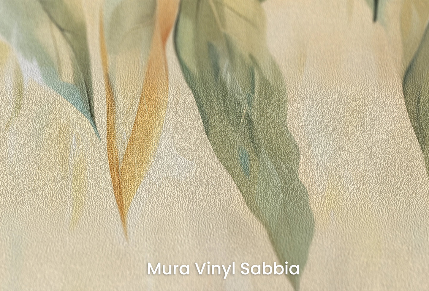 Zbliżenie na artystyczną fototapetę o nazwie Whimsical Fall na podłożu Mura Vinyl Sabbia struktura grubego ziarna piasku.