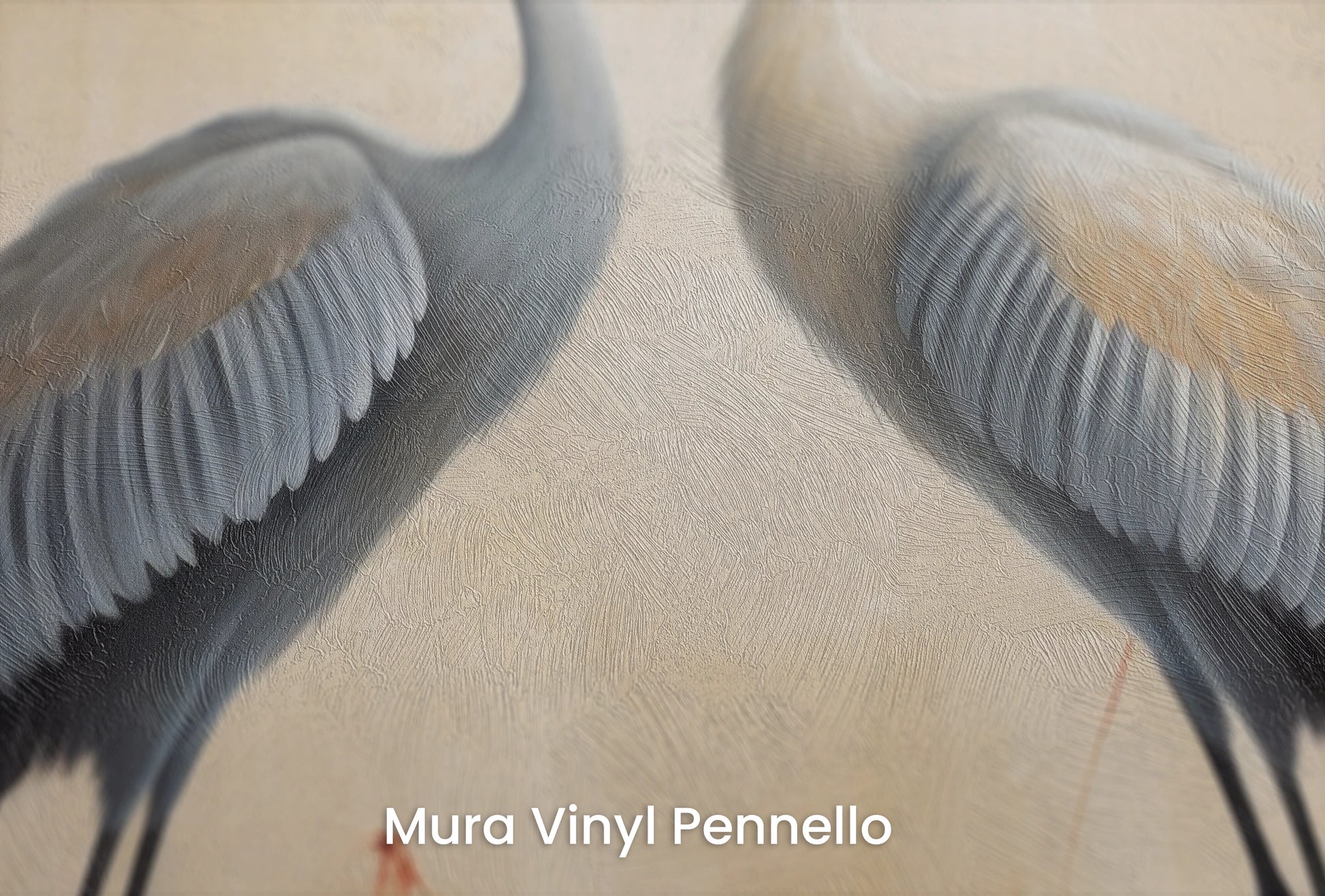 Zbliżenie na artystyczną fototapetę o nazwie Calm Duet na podłożu Mura Vinyl Pennello - faktura pociągnięć pędzla malarskiego.