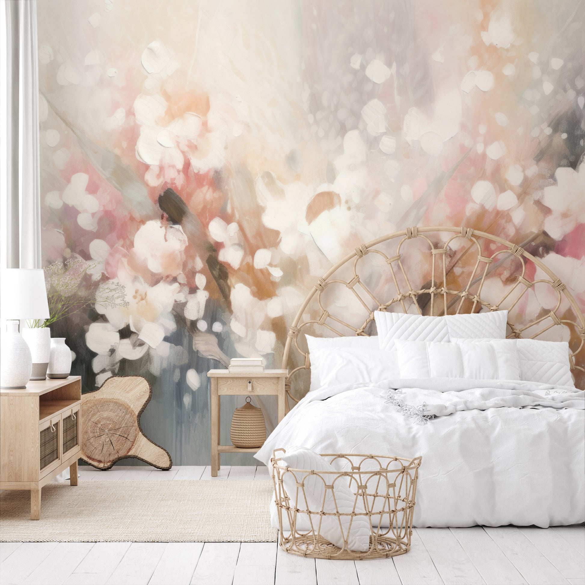Fototapeta malowana o nazwie Blossom Softness pokazana w aranżacji wnętrza.