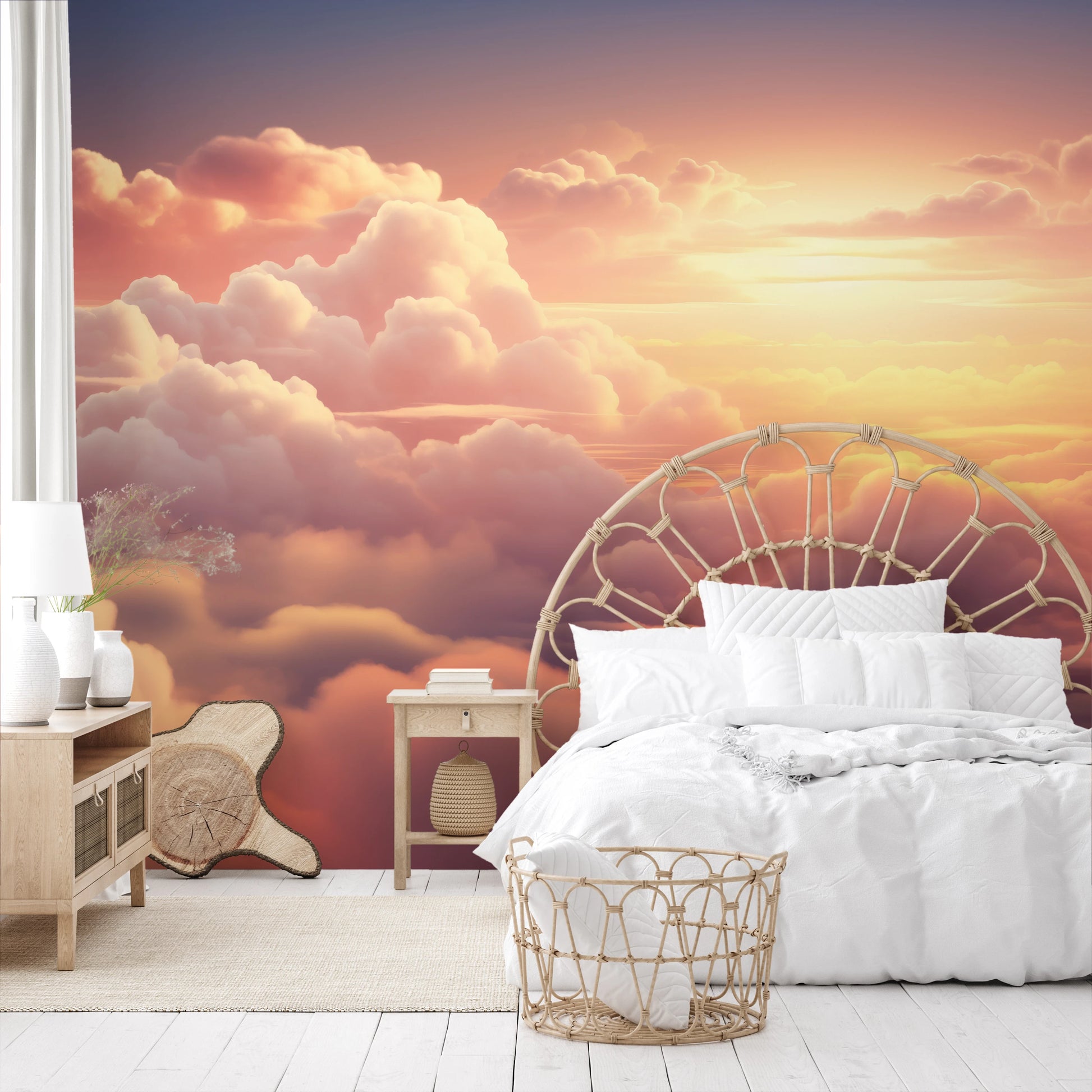 Wzór fototapety malowanej o nazwie Azure Dream pokazanej w aranżacji wnętrza.