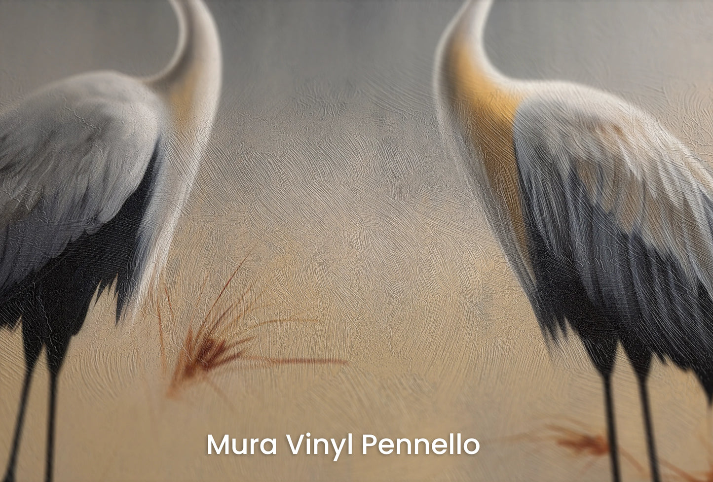 Zbliżenie na artystyczną fototapetę o nazwie Reflection of Dawn na podłożu Mura Vinyl Pennello - faktura pociągnięć pędzla malarskiego.
