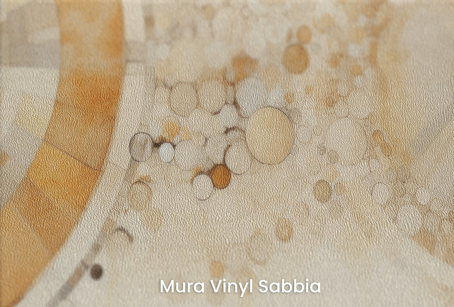 Zbliżenie na artystyczną fototapetę o nazwie ETHEREAL SPHERES AND RINGS na podłożu Mura Vinyl Sabbia struktura grubego ziarna piasku.