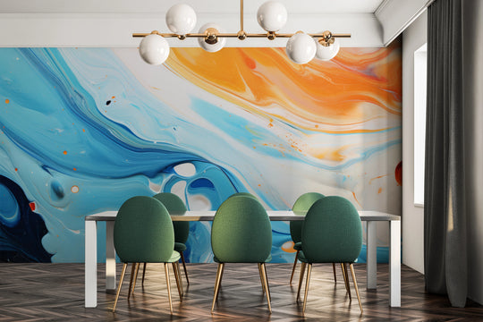 Wzór fototapety artystycznej o nazwie Solar Flare #2 pokazanej w aranżacji wnętrza.