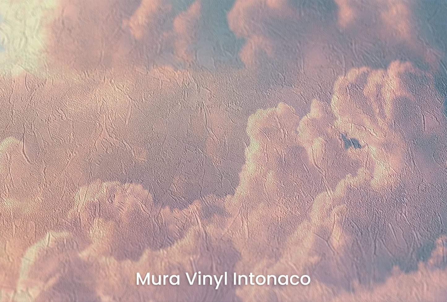Zbliżenie na artystyczną fototapetę o nazwie Azure Canvas na podłożu Mura Vinyl Intonaco - struktura tartego tynku.