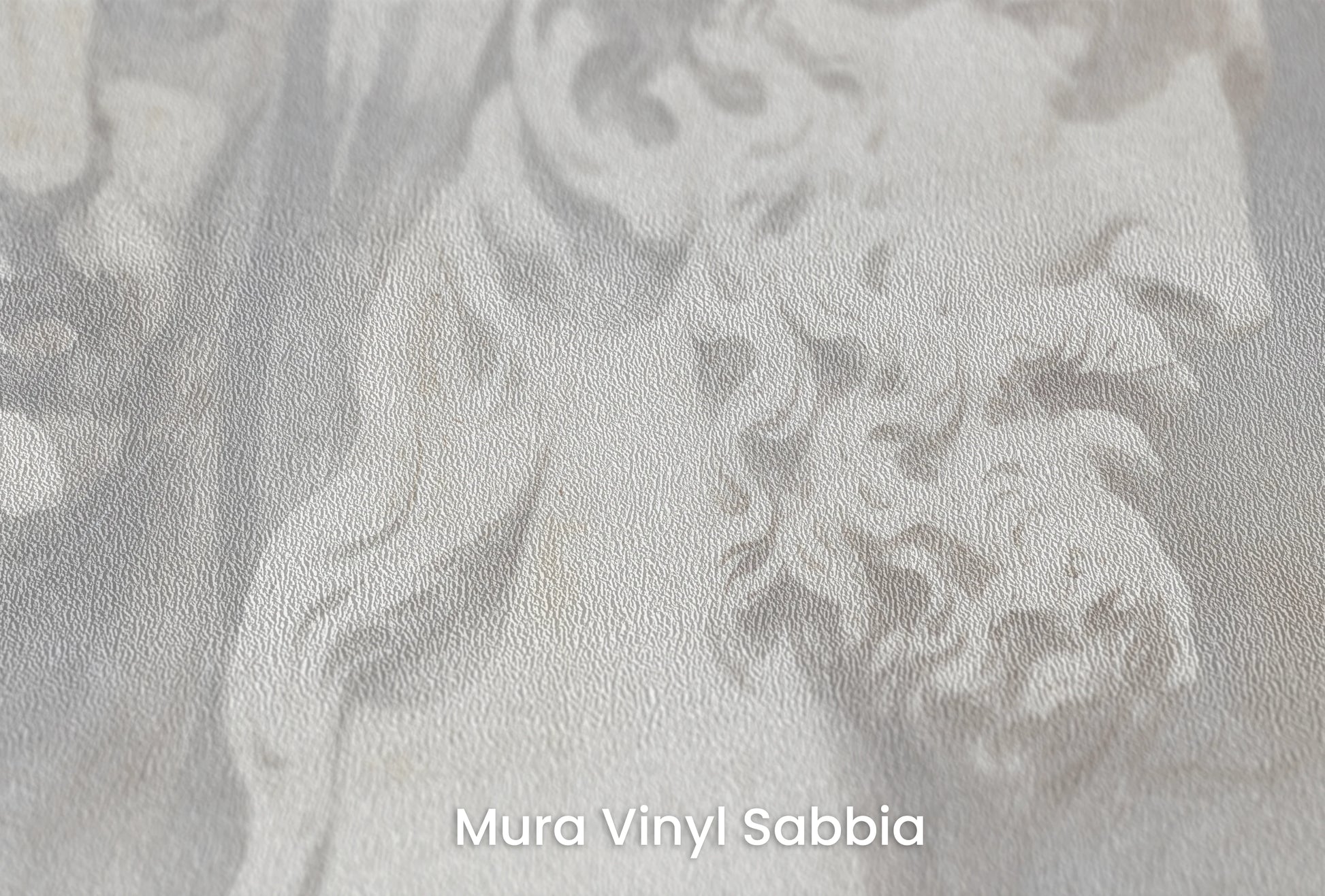 Zbliżenie na artystyczną fototapetę o nazwie Grecian Serenity na podłożu Mura Vinyl Sabbia struktura grubego ziarna piasku.